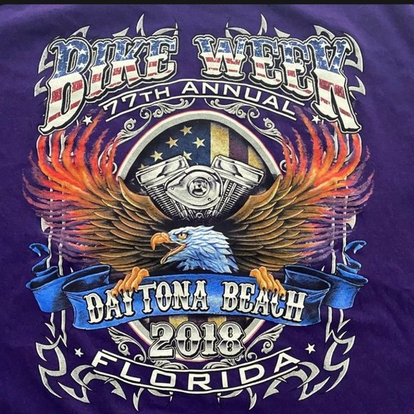 Daytona Beach Florida Bike Week 2018 77th Annual Purple T Shirt Men's XL purple - Picture 2 of 4